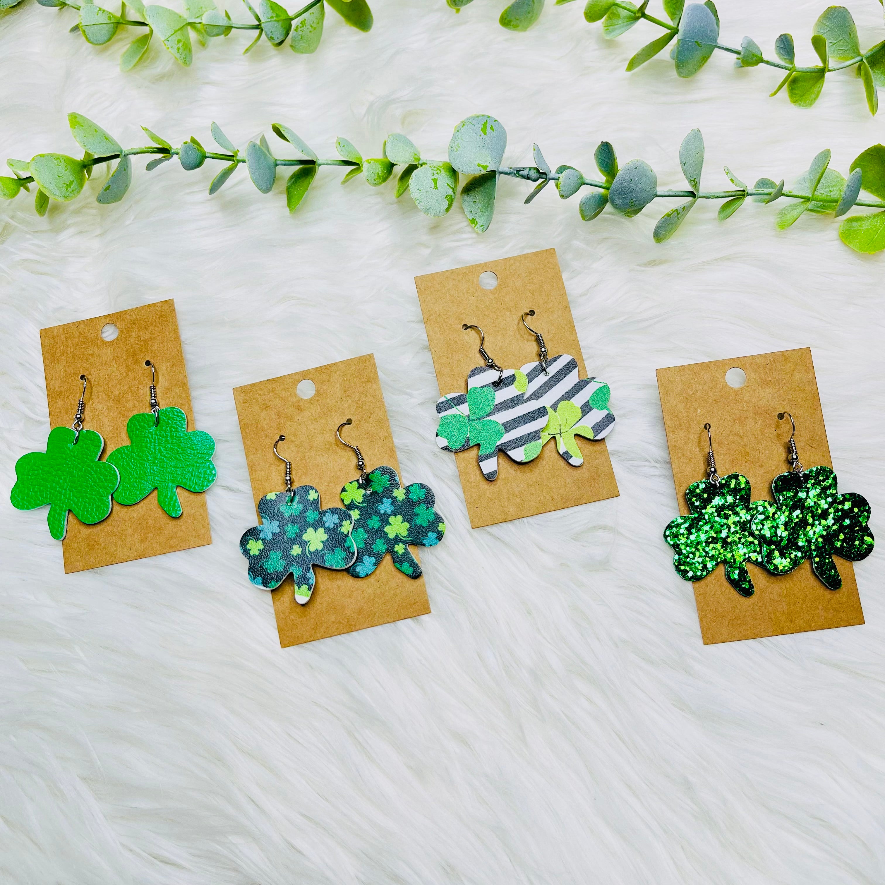 St. Patricks Day Faux Leather Earrings- SALE