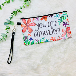 Floral Zippered Wristlet Bag