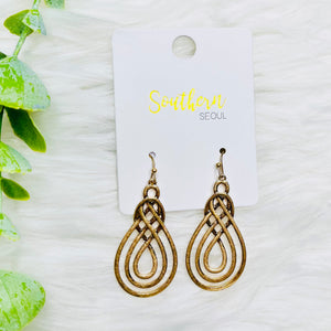 Twisted Dangly Gold Earrings