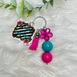 Beaded Tassel Acrylic Charm Keychain