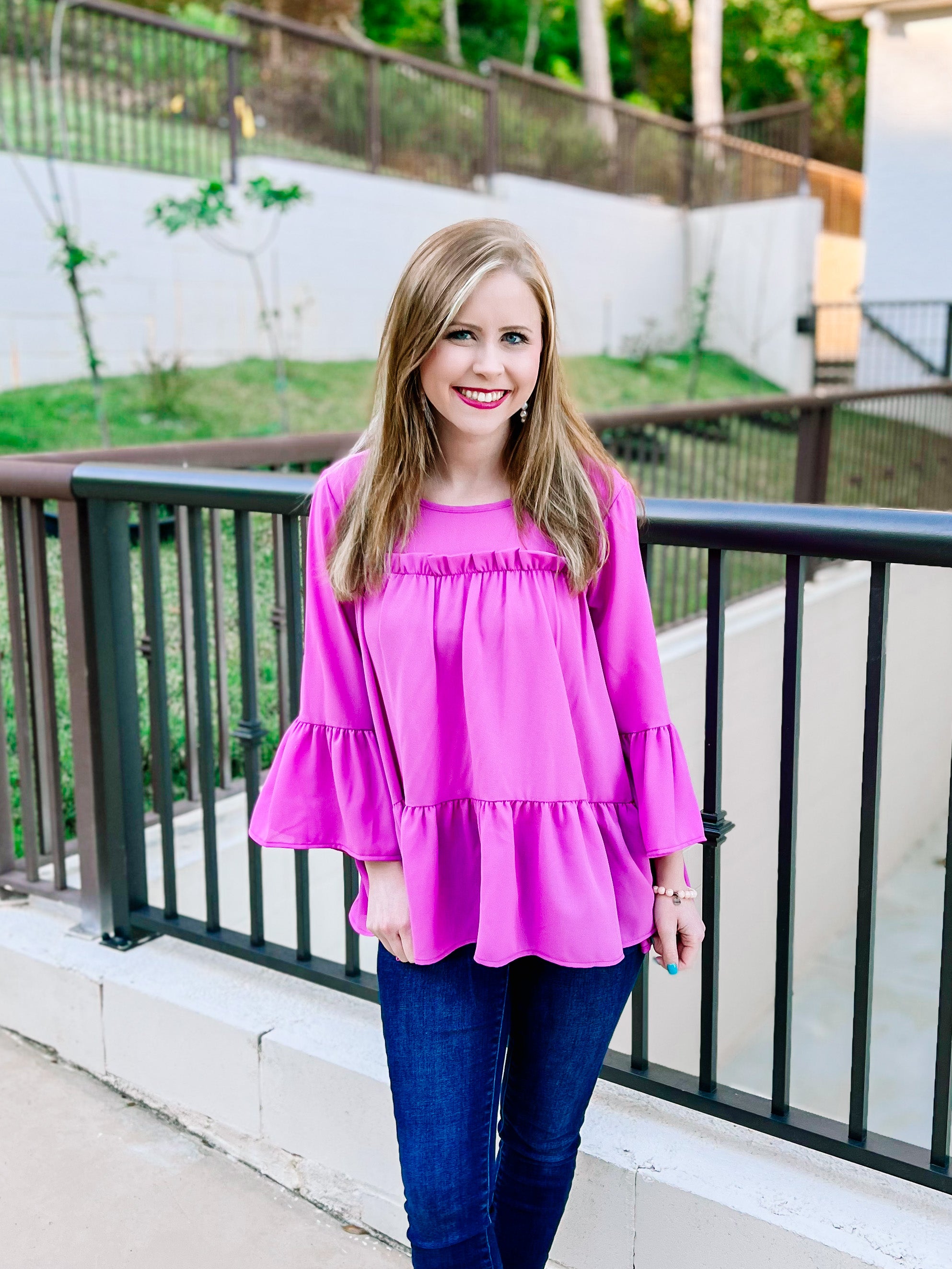 Orchid Frilly Woven Ruffle Blouse- SALE