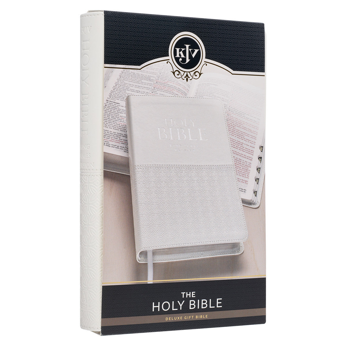 White Faux Leather KJV Gift Deluxe Bible Thumb Index