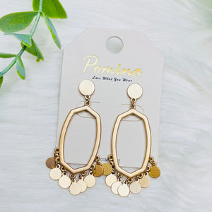 Hexagon Matte Dangly Earrings