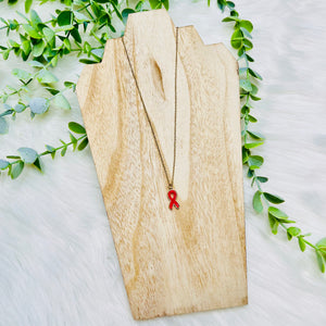 Breast Cancer Ribbon Druzy Necklace