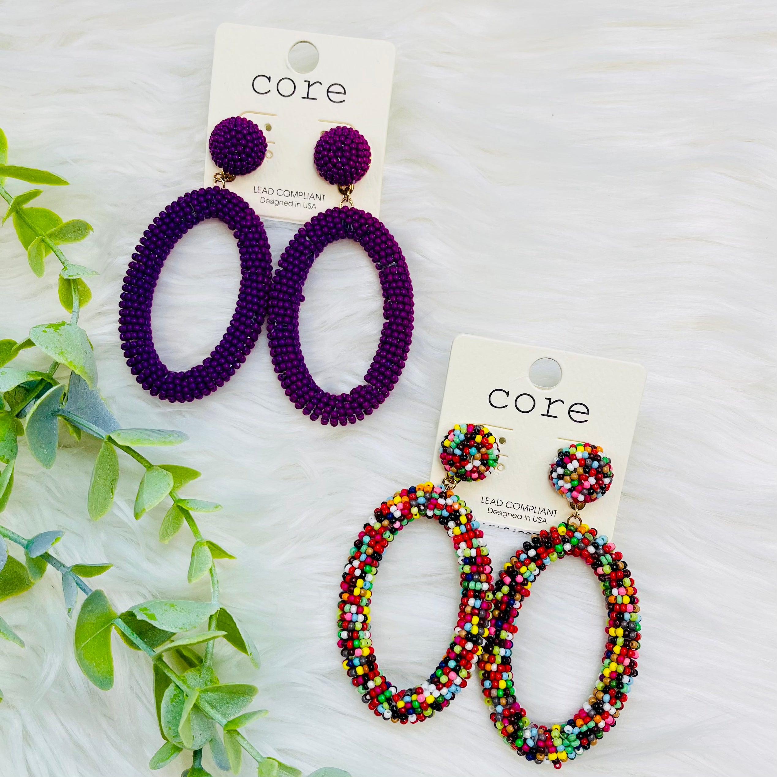 Seedbead Oval Earrings