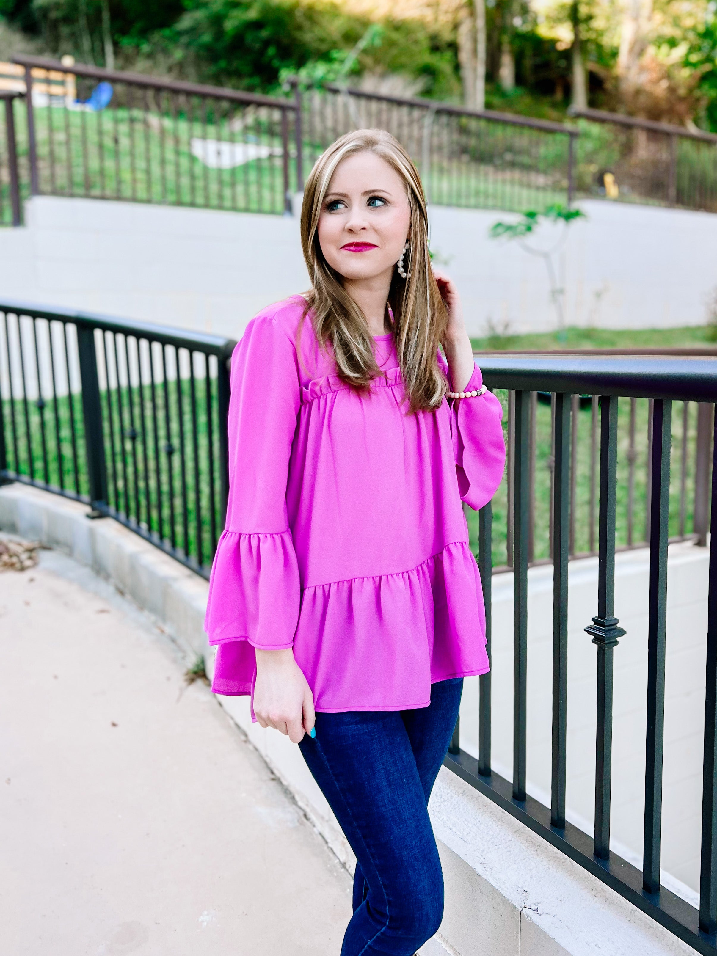 Orchid Frilly Woven Ruffle Blouse- SALE