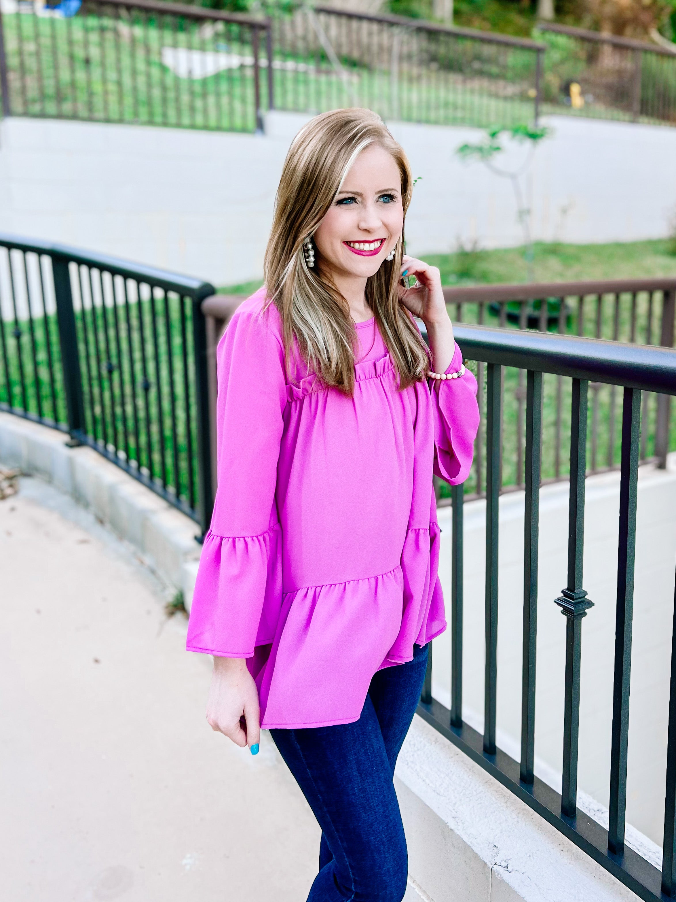 Orchid Frilly Woven Ruffle Blouse- SALE