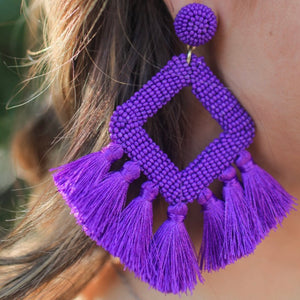 Fringe Tassel Seedbead Bold Earrings