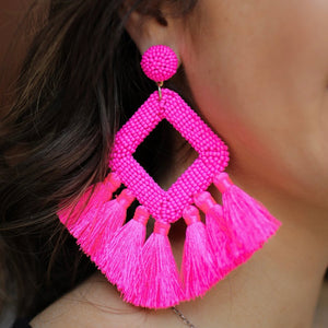 Fringe Tassel Seedbead Bold Earrings