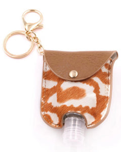 Hand Sanitizer Bottle With Animal Print Case Keychain