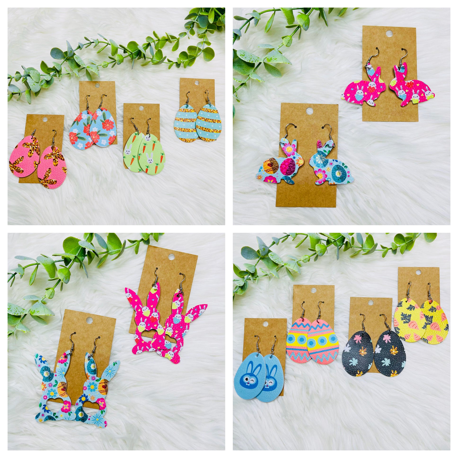 Easter Faux Leather Earrings- SALE