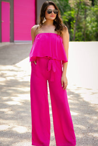 Pink Catalina Pocket Ruffle Jumpsuit