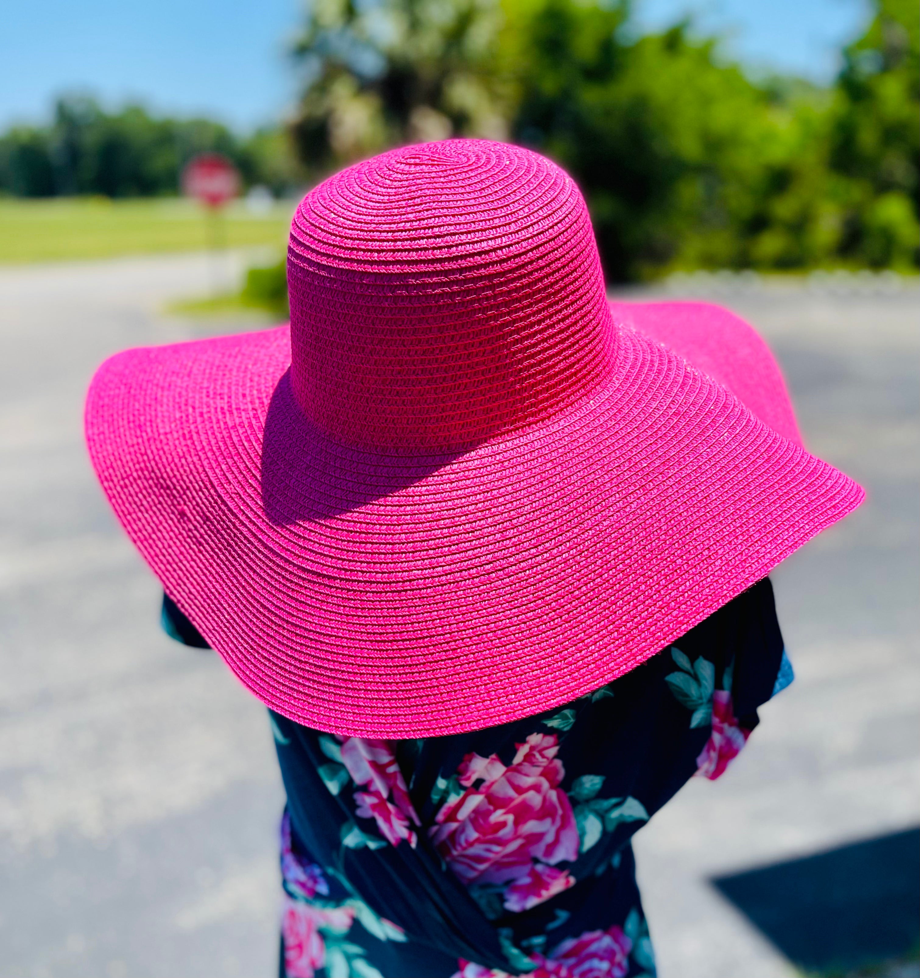 Fuchsia Straw Floppy Sun Hat