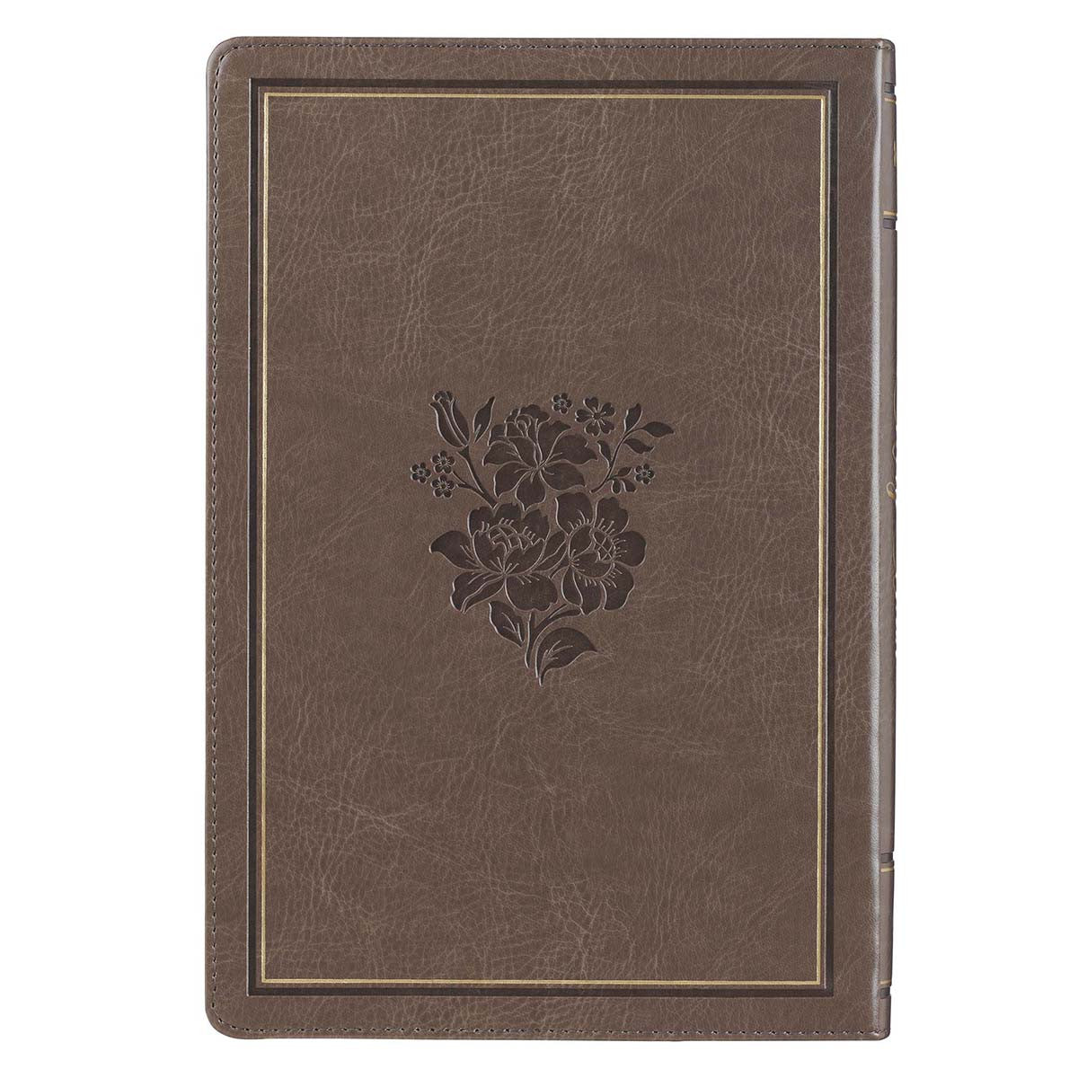 Dusty Brown Floral Faux Leather Large Print KJV Thinline Bible Thumb Index