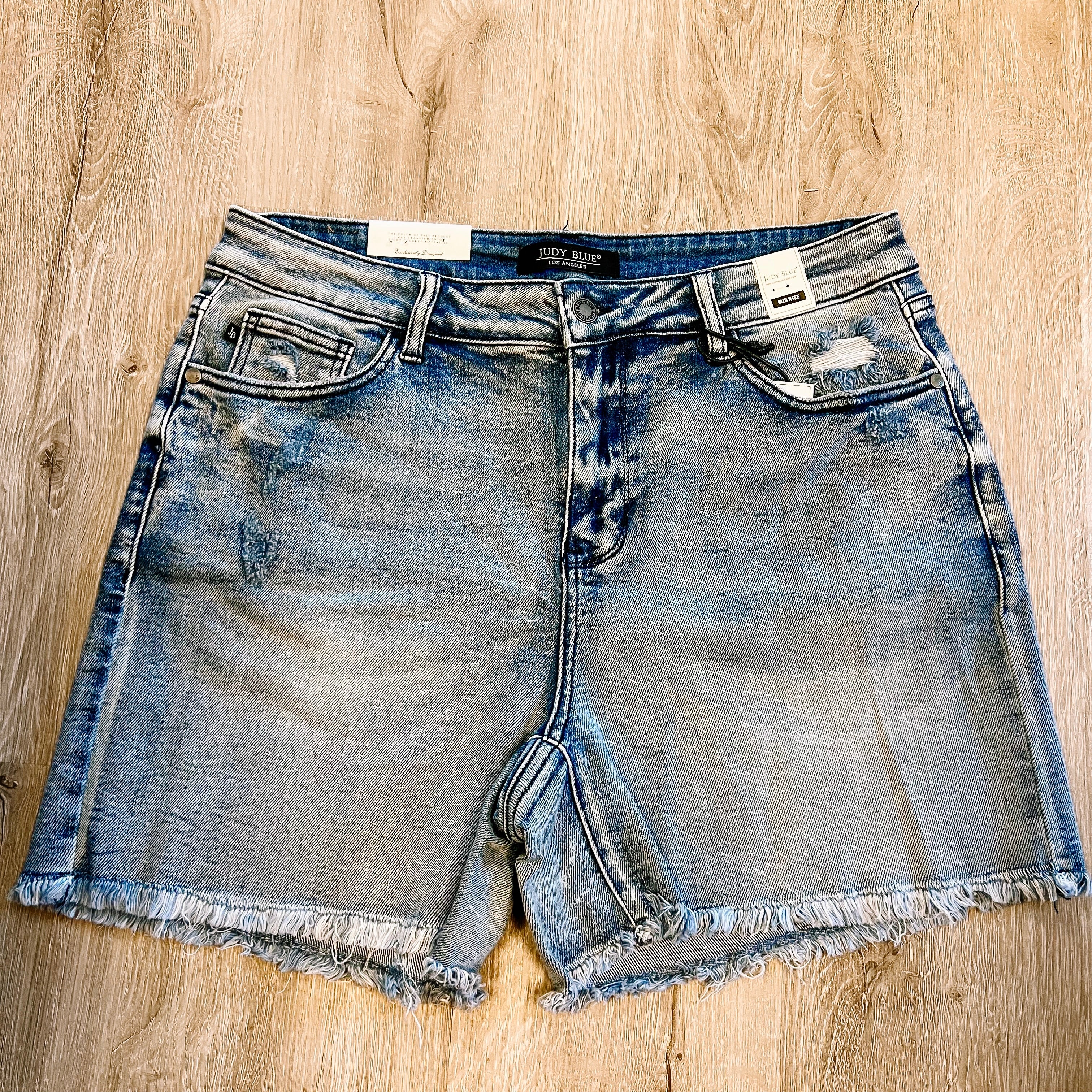 Judy Blue Denim Cut Off With Pocket Destroyed Shorts - PLUS 3X