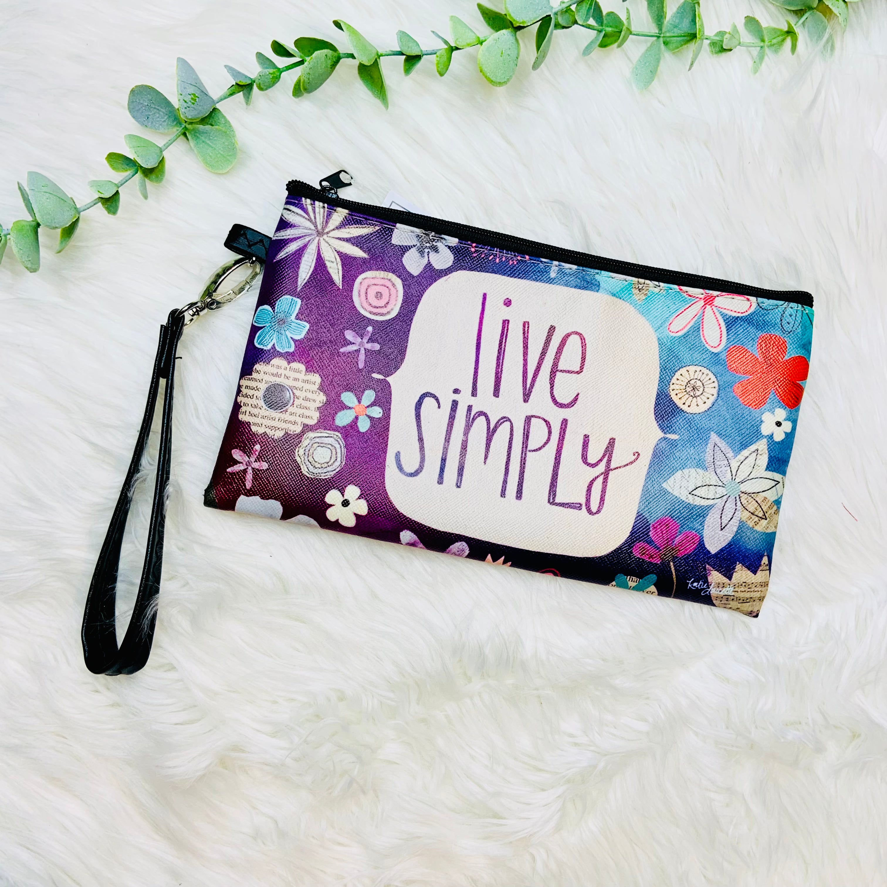 Floral Zippered Wristlet Bag