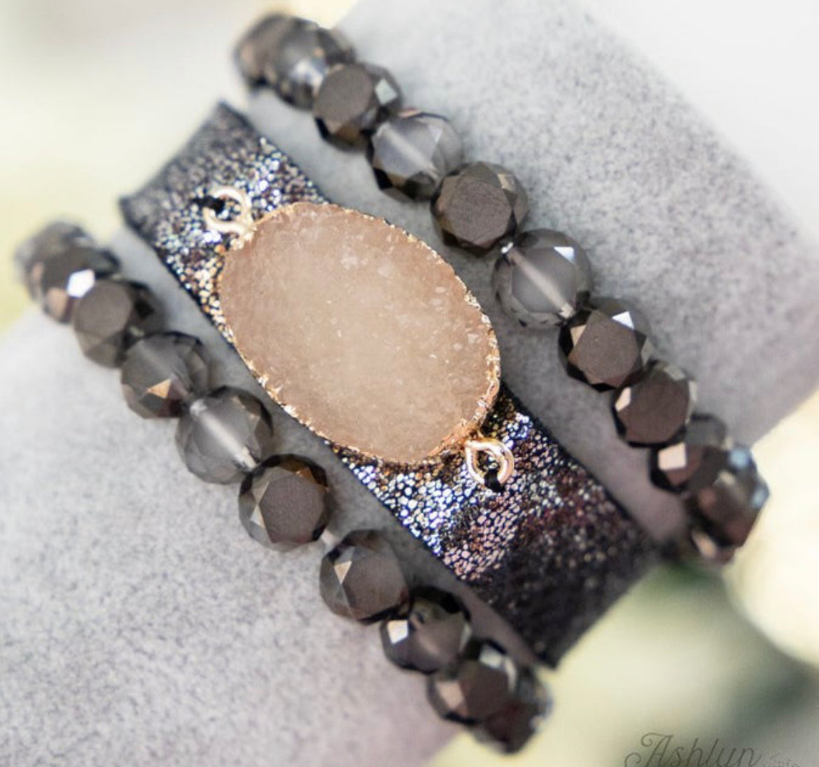 MIDNIGHT GARDEN BLACK DRUZY BRACELET SET OF 3