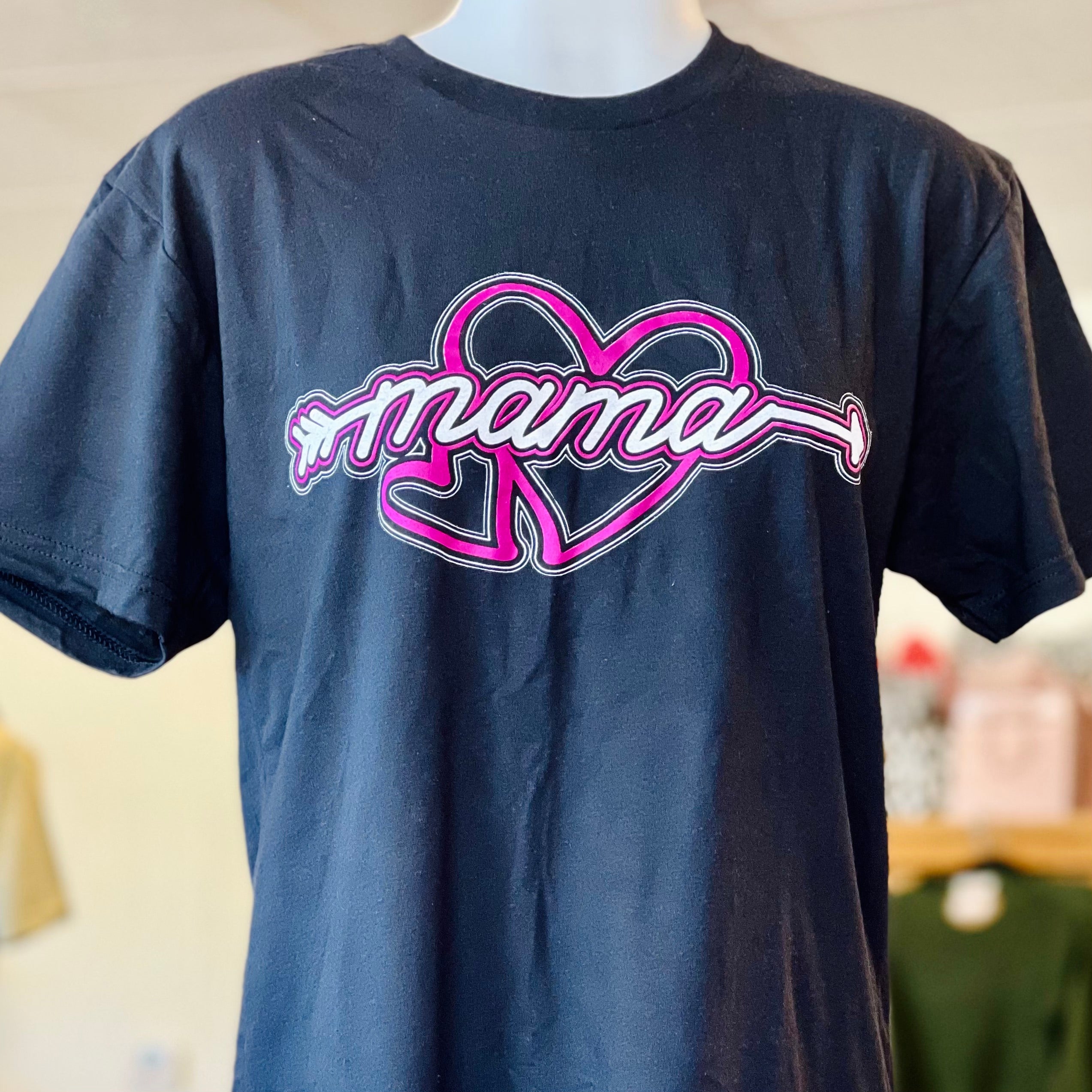 Neon Pink Heart Arrow Mama Tee-SMALL