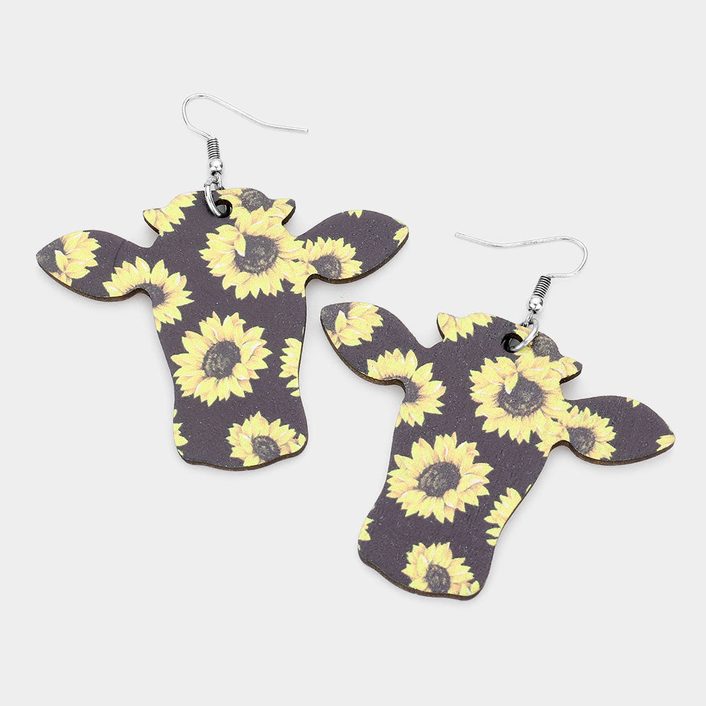 Sunflower Cow Earrings