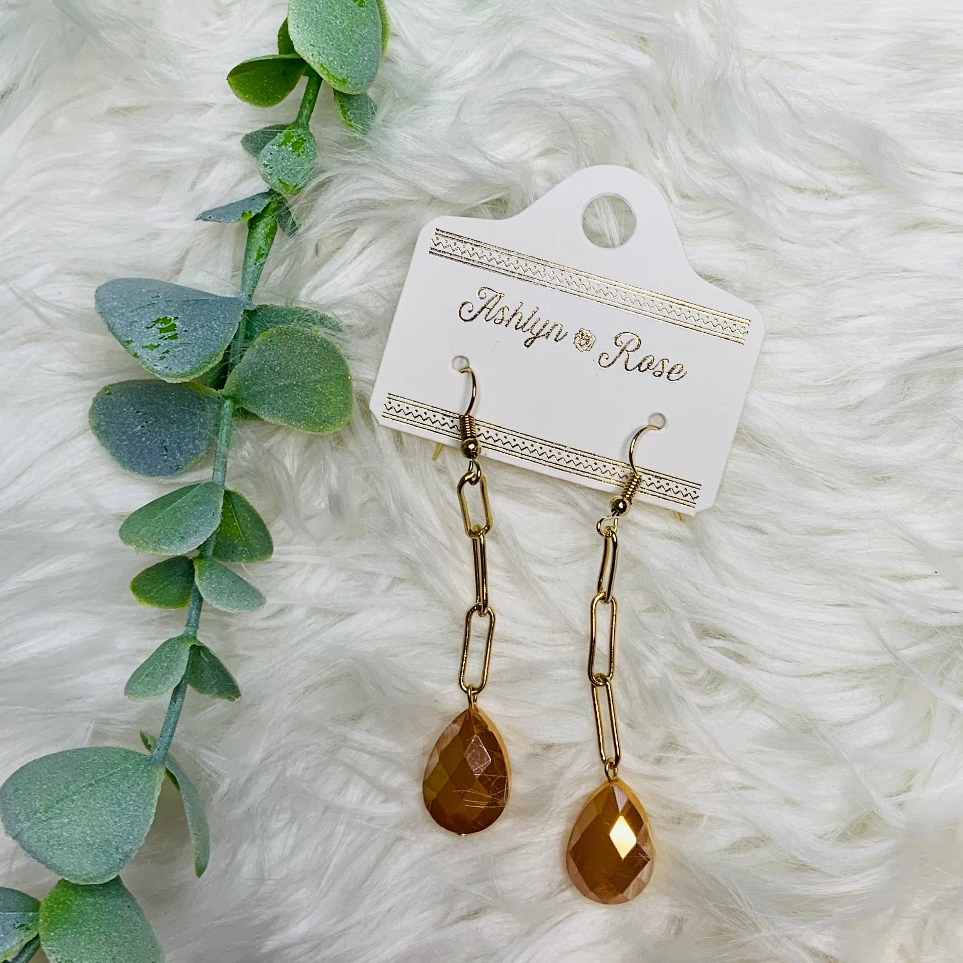 Gem Dangly Gold Earrings