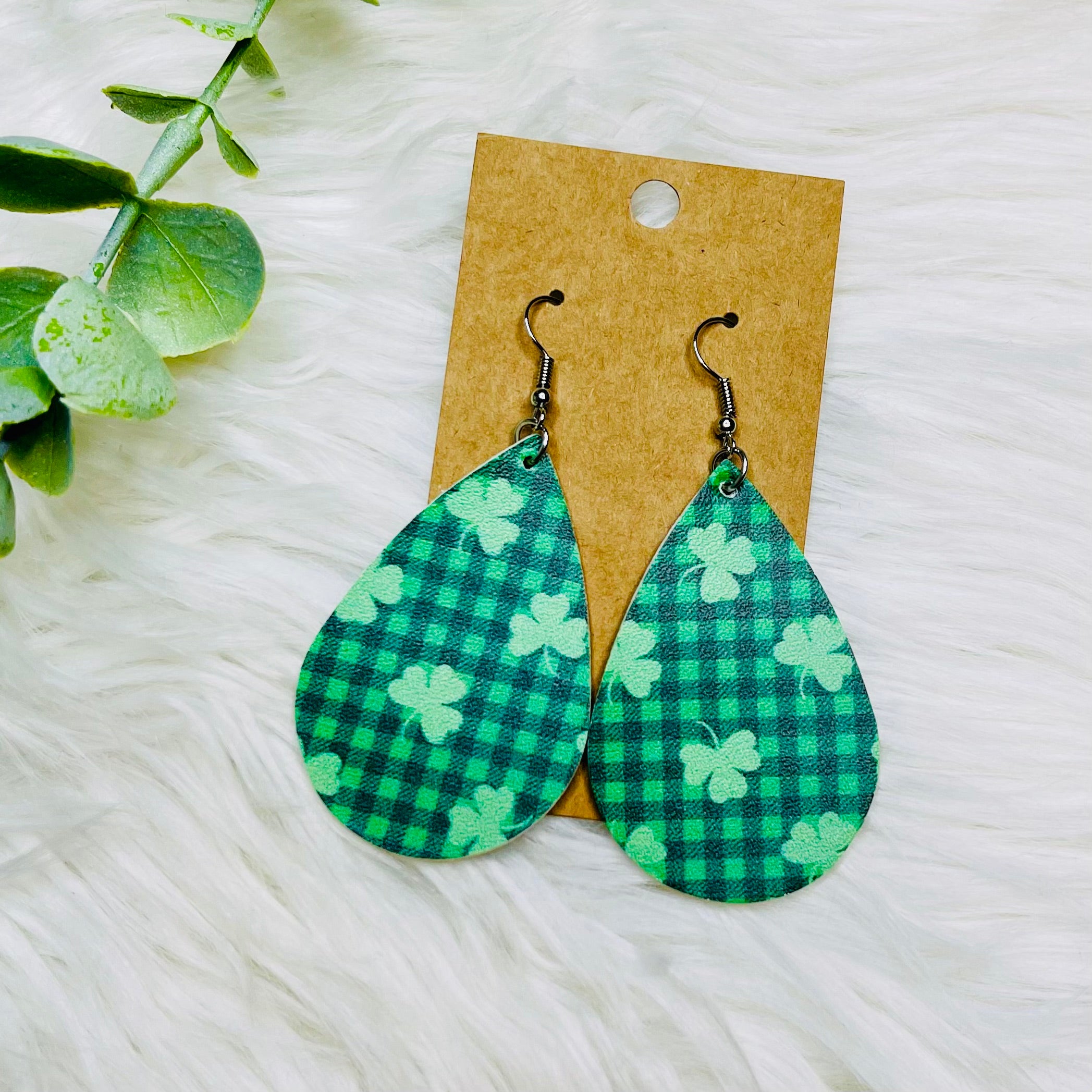 St. Patricks Day Faux Leather Earrings- SALE