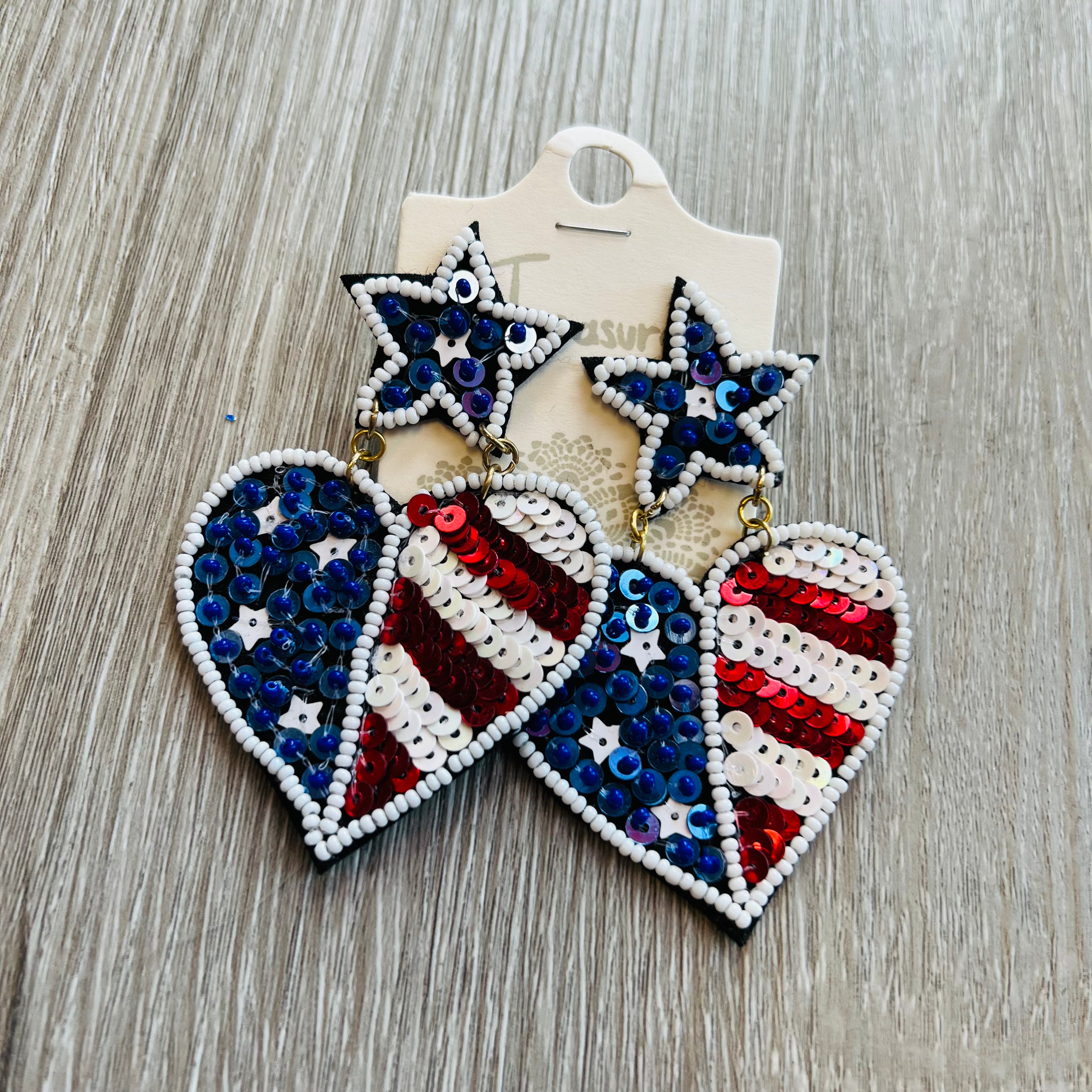 DANGLY HEART SEQUIN EARRINGS USA