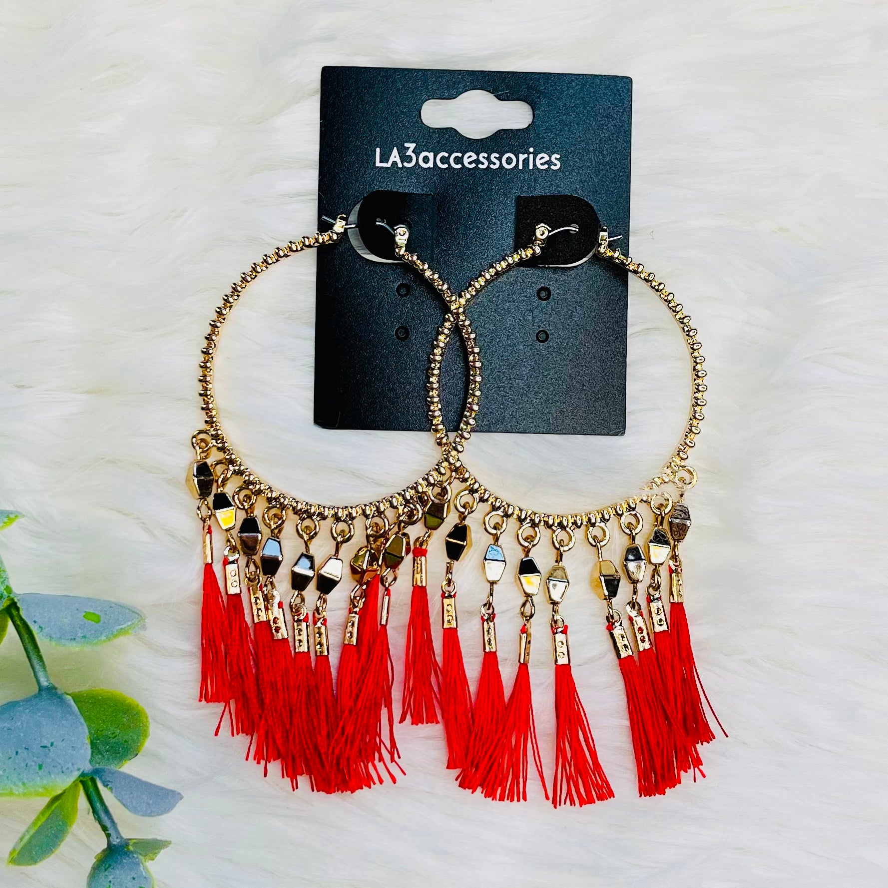 Gold Hoops With Dangly Tassels Earrings