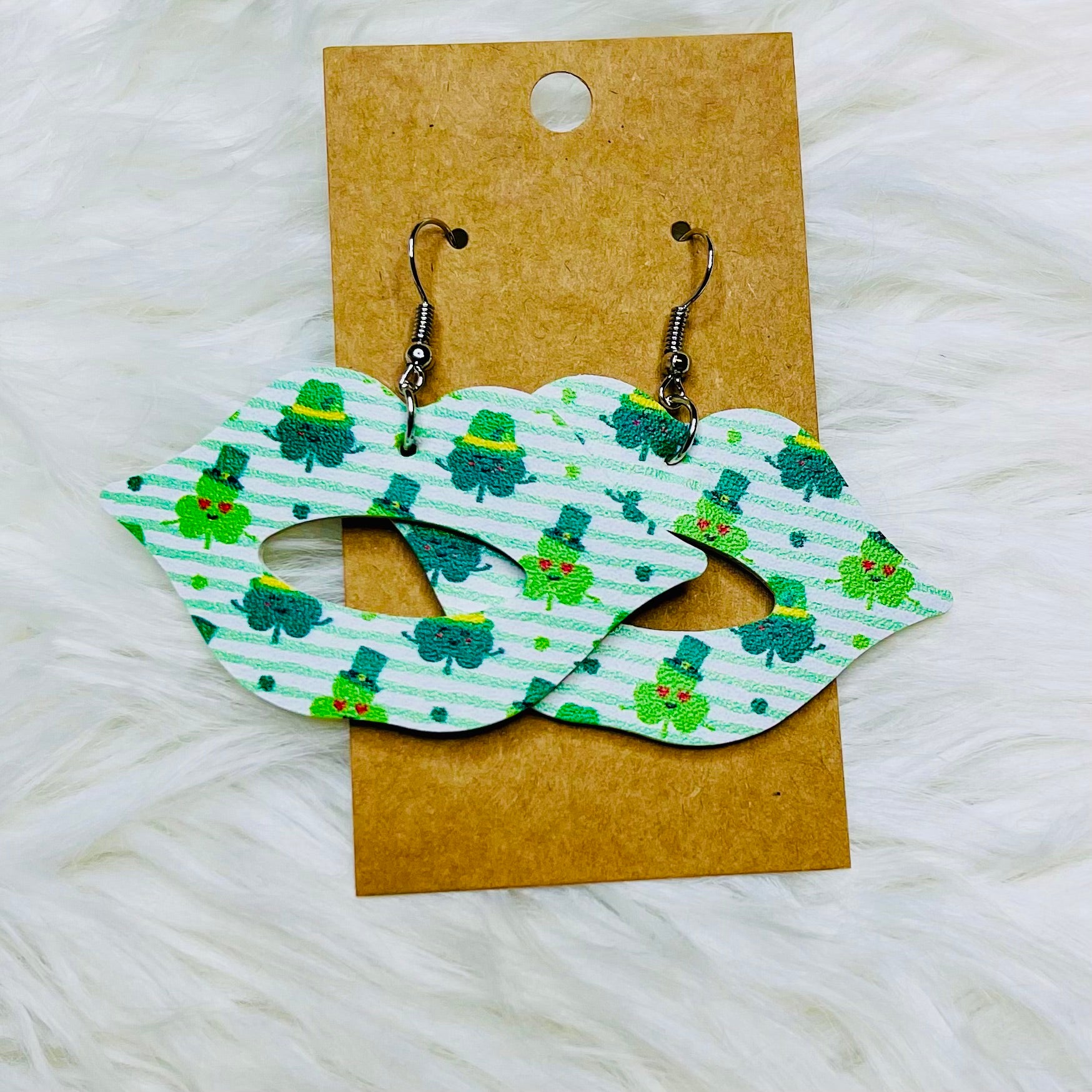 St. Patricks Day Faux Leather Earrings- SALE