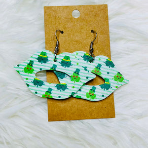 St. Patricks Day Faux Leather Earrings- SALE