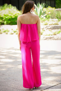 Pink Catalina Pocket Ruffle Jumpsuit