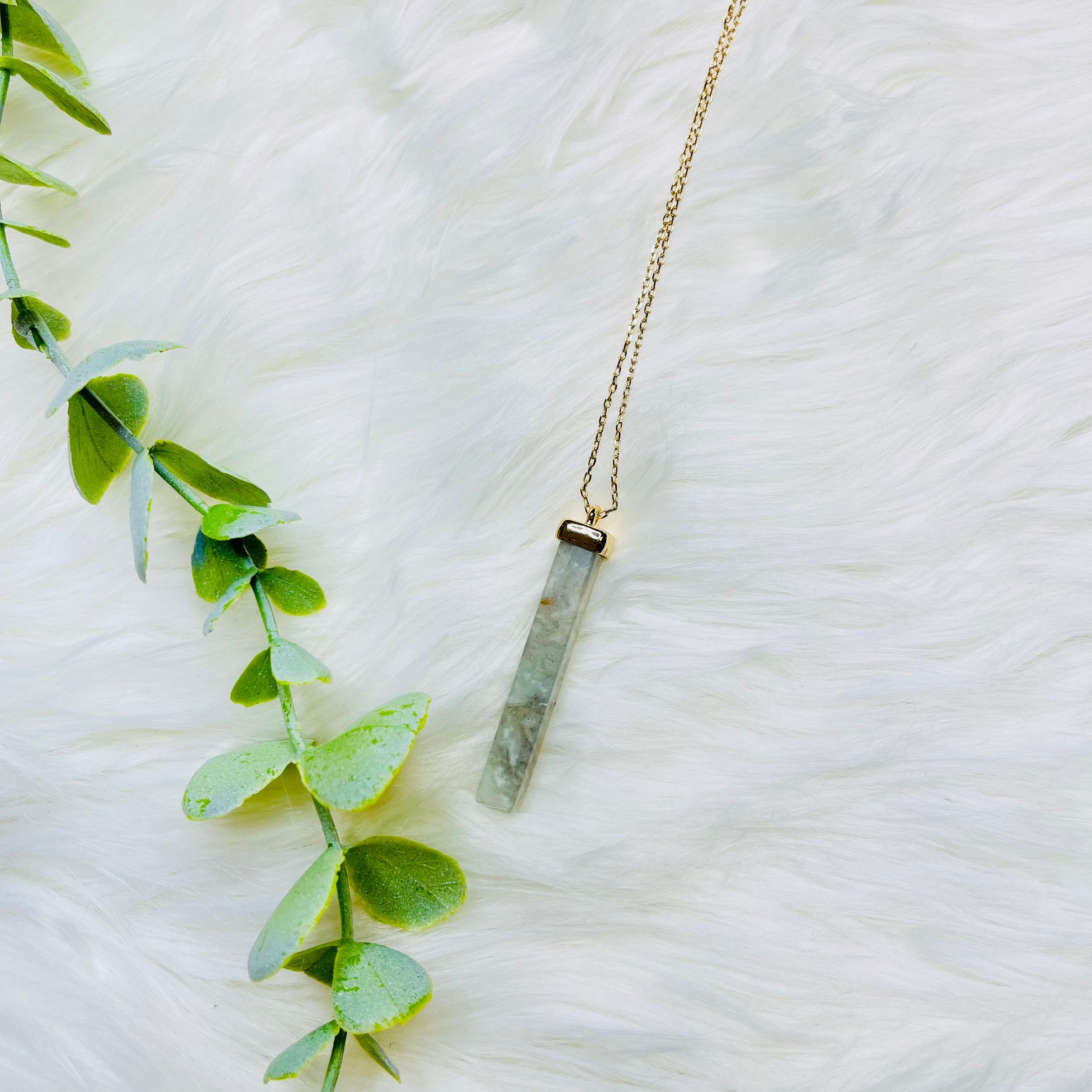 LONG BAR NATURAL STONE PENDANT NECKLACE