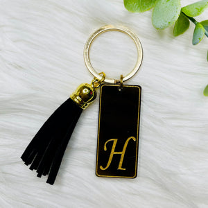 Tortoise Initial Tag Keychain