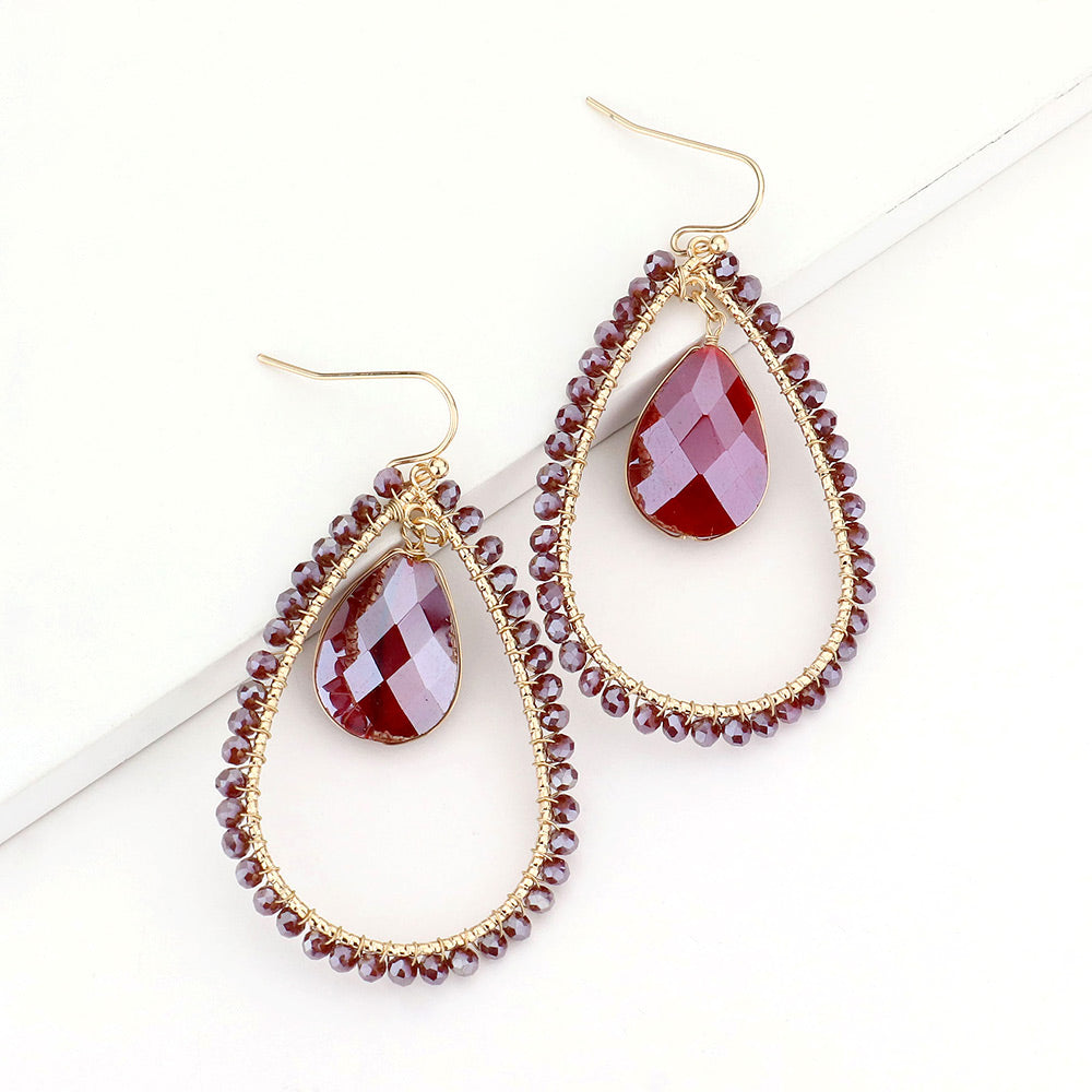 Beaded Teardrop Dangly Earrings