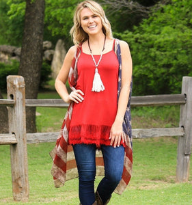 Vintage American Flag Scarf/Kimono/Cover