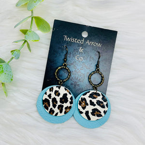 TA & CO Mint Leopard Bronze Double Circle Earrings