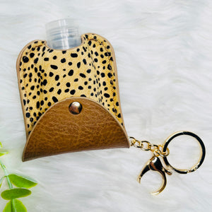 Hand Sanitizer Bottle With Animal Print Case Keychain