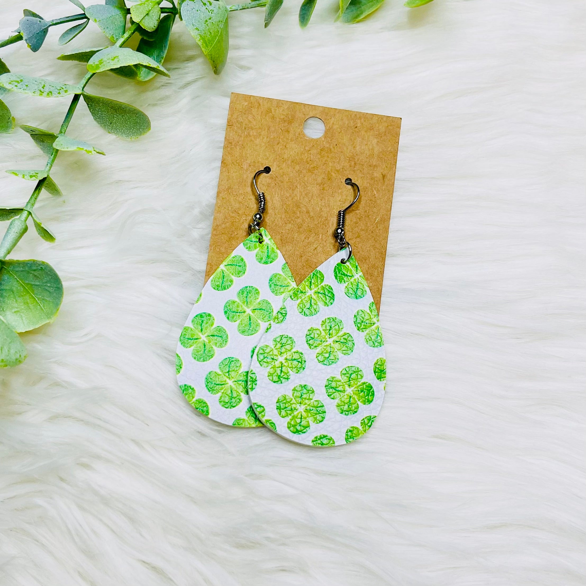 St. Patricks Day Faux Leather Earrings- SALE