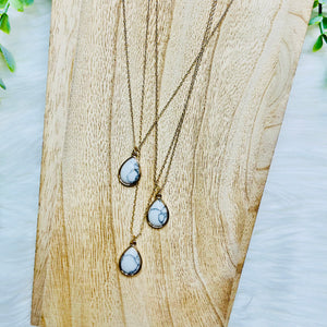 Three Layer Teardrop Stone Pendant Necklace