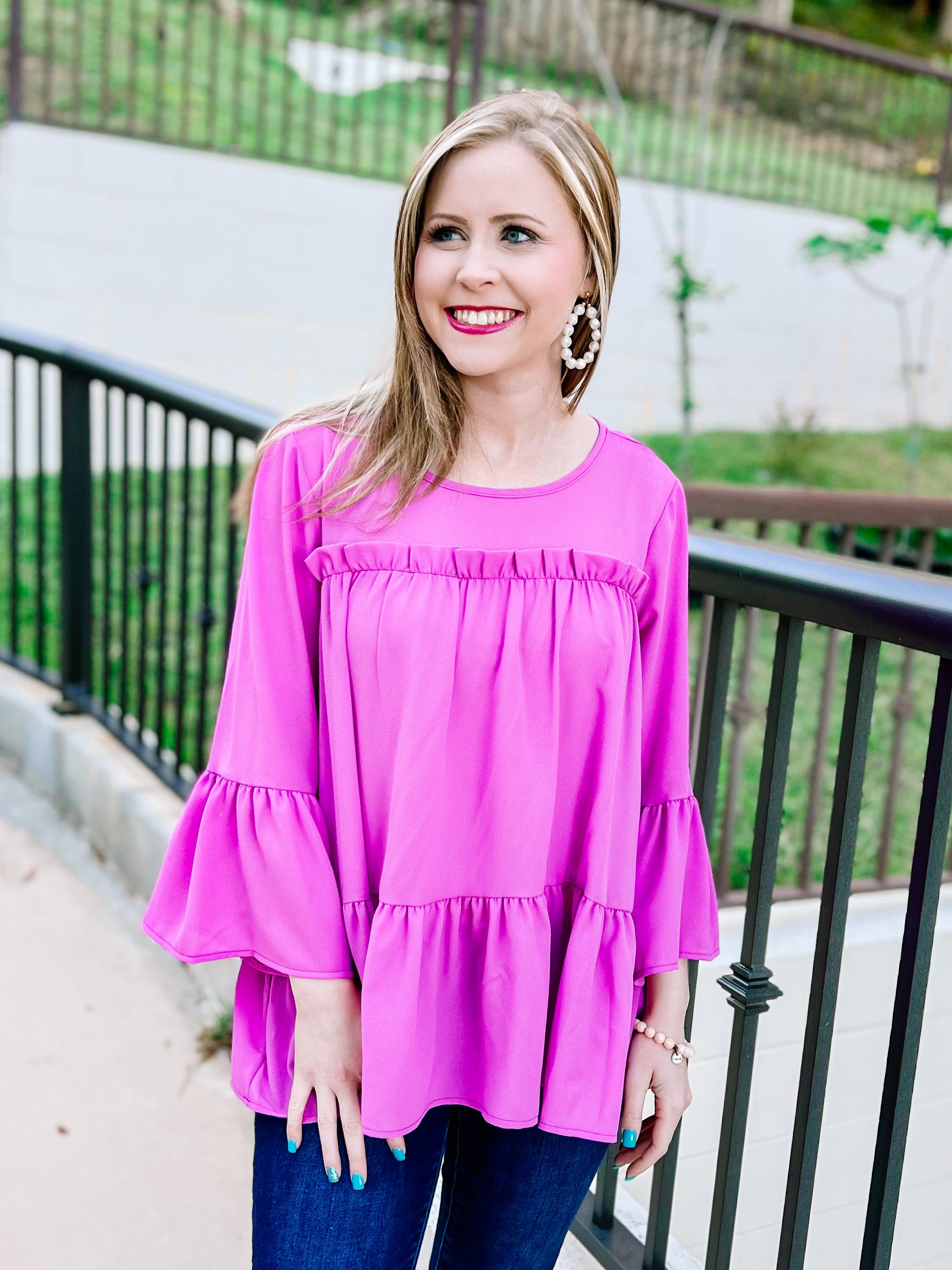 Orchid Frilly Woven Ruffle Blouse- SALE