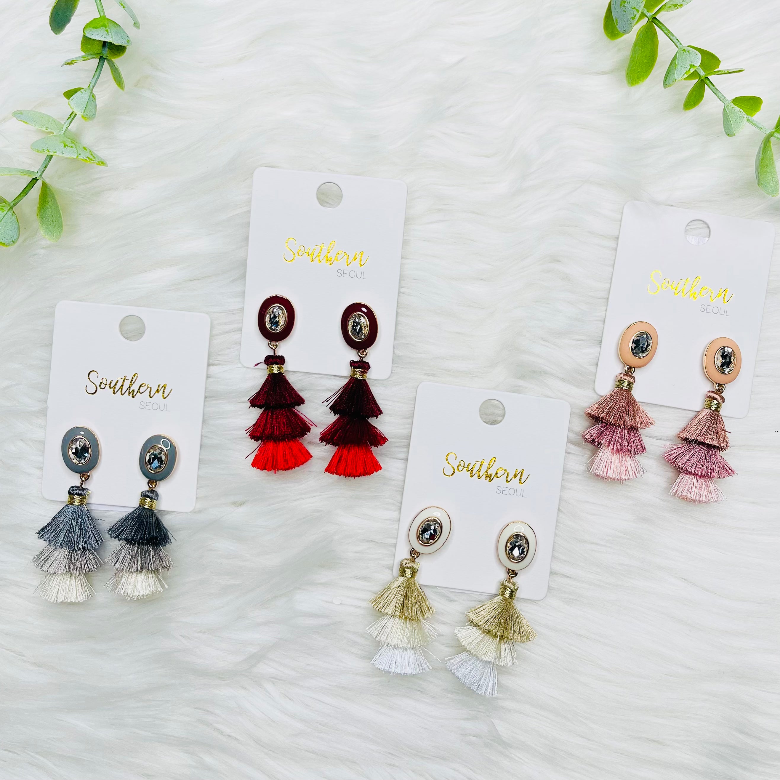 Tassel Ombre Stone Bling Earrings