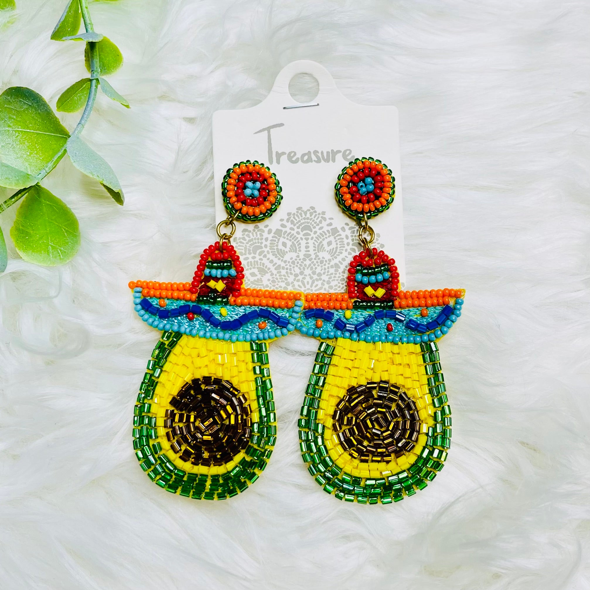 Avocado Seedbead Earrings