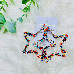 Multi Seedbead Star Earrings