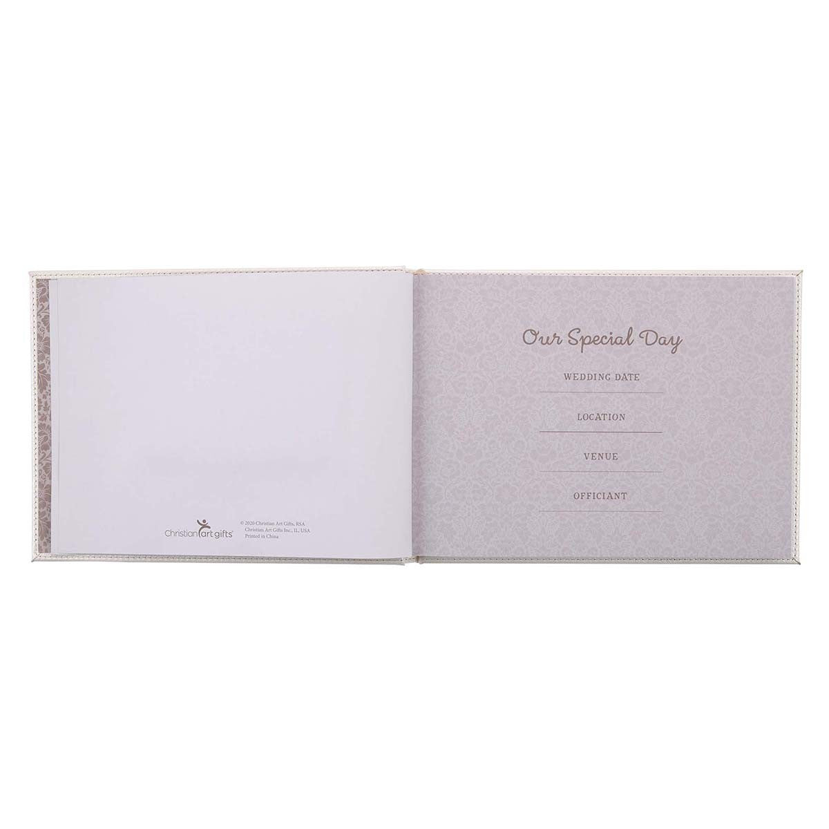 Mr & Mrs Medium White Faux Leather Wedding Guest Book