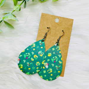 St. Patricks Day Faux Leather Earrings- SALE