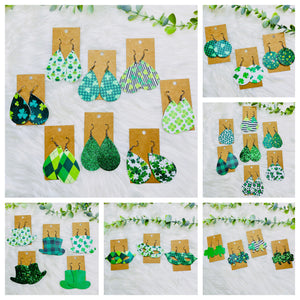 St. Patricks Day Faux Leather Earrings- SALE