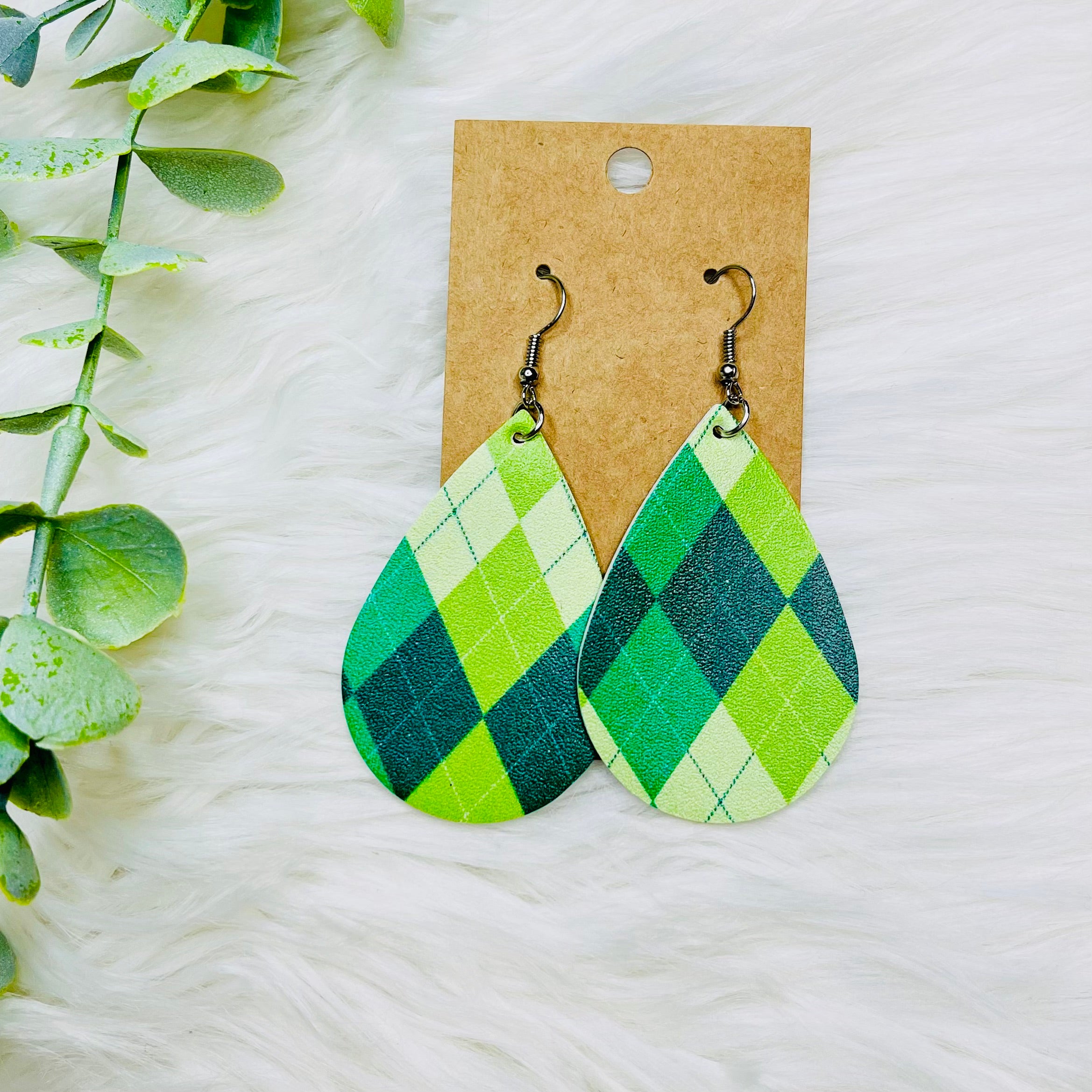 St. Patricks Day Faux Leather Earrings- SALE