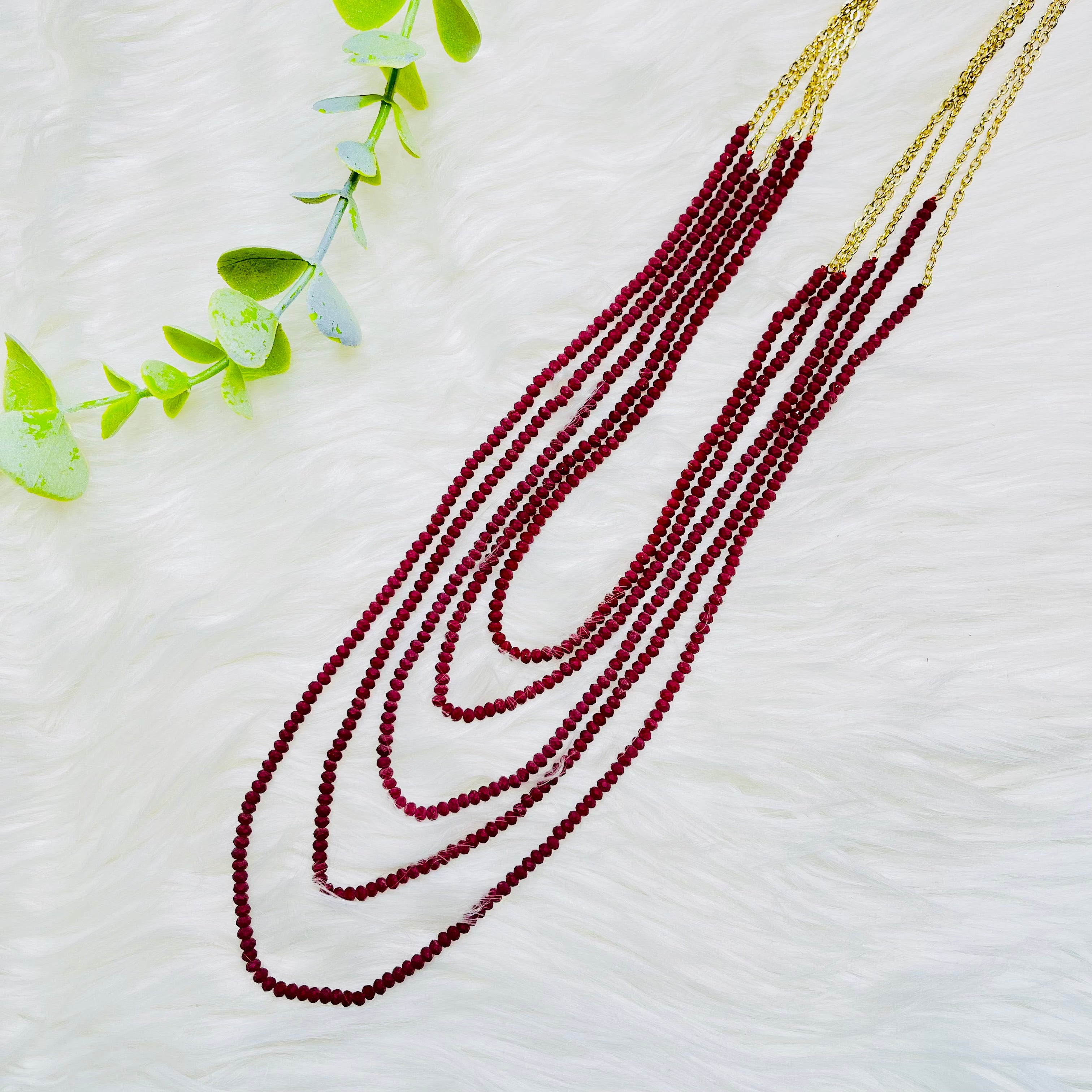 Matte Burgundy Beaded Layered Necklace