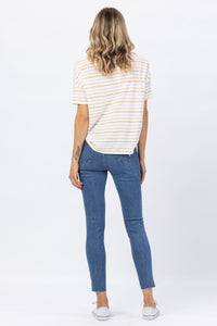 Hi Waisted Dandelion Embroidery Skinny Medium Wash Judy Blue Denim-PLUS