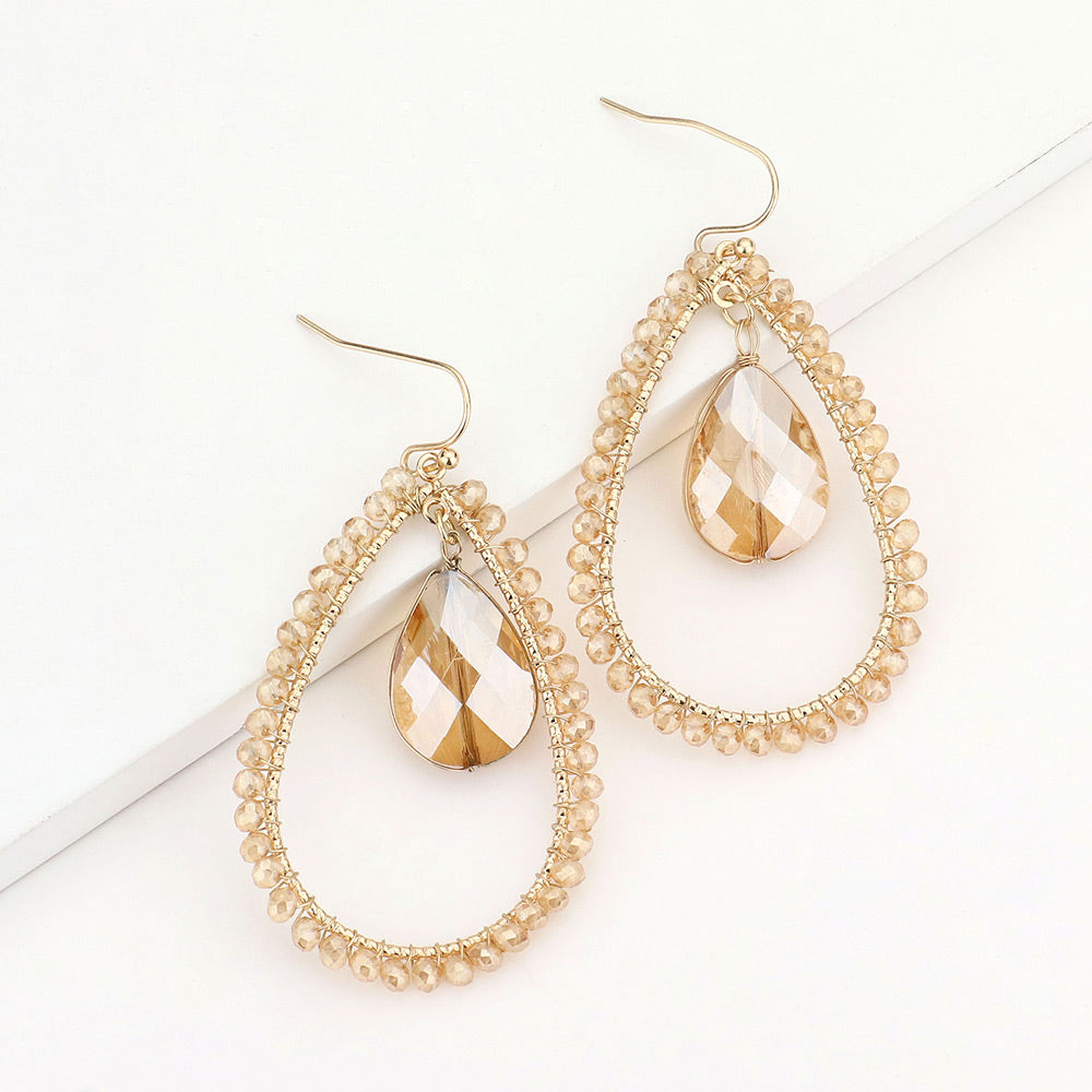 Beaded Teardrop Dangly Earrings