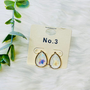 Teardrop Gem Stone Stud Earrings